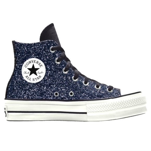 WOW💝CONVERSE CTAS Glitter Platform Hightops in Silver Glitter NEW - Picture 15 of 16